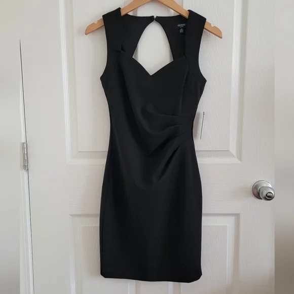 NWT GUESS Scuba Crepe Sweetheart Neck Sheath Dress, Size 0 - Picture 4 of 14